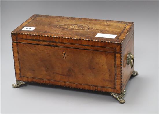 A George III mahogany tea caddy length 30.5cm